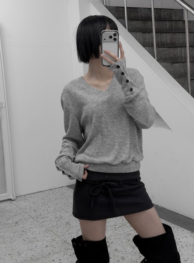 Zven Button V-Neck Knit