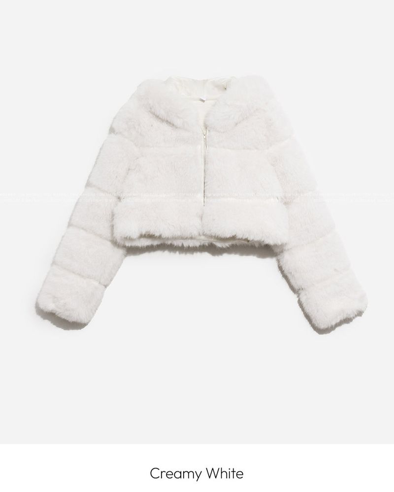 Fur Crop Hooded Jacket