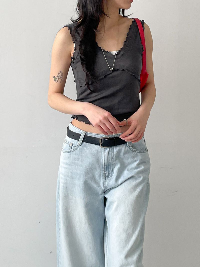 Ruffle V-Neck Sleeveless Top