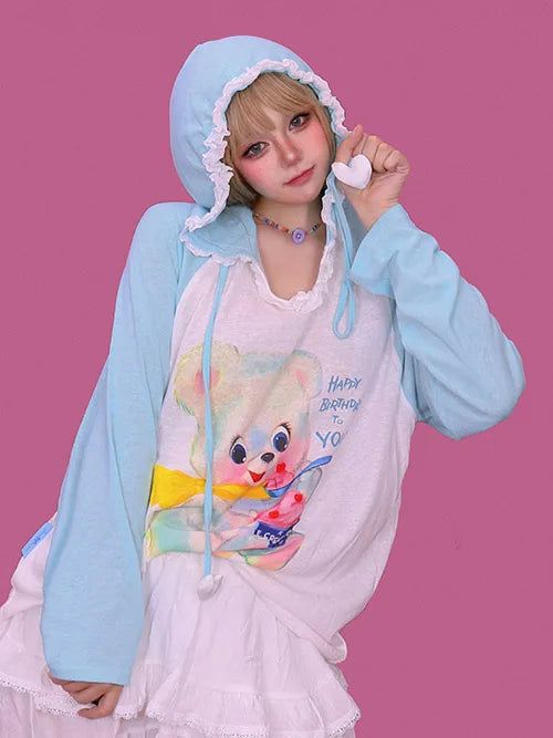 KUO（クーオ）の「heart pang-♡ bear lace hood（Tops）」