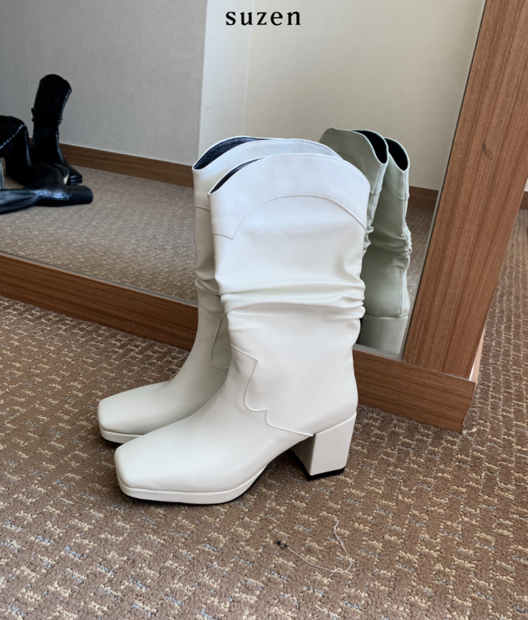Numua platform shirring short boots (2color)