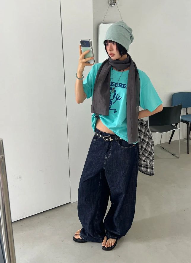 (NON-FADE) TEXTURE WIDE DENIM