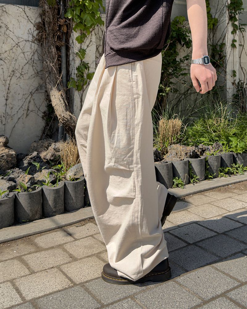Aven Linen Two-Tuck Wide Pants
