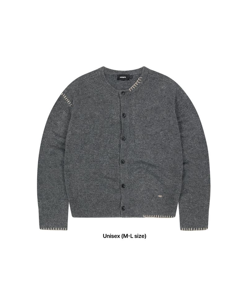 ROUND BUTTON UP CROP CARDIGAN_CHARCOAL