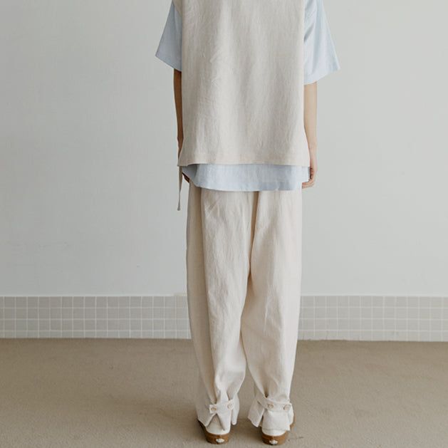 unisex tap pants beige (banding)