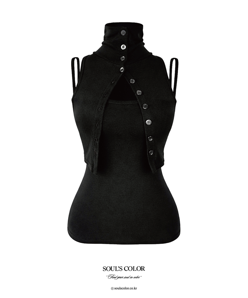 Velin Layered Button Top (2color)