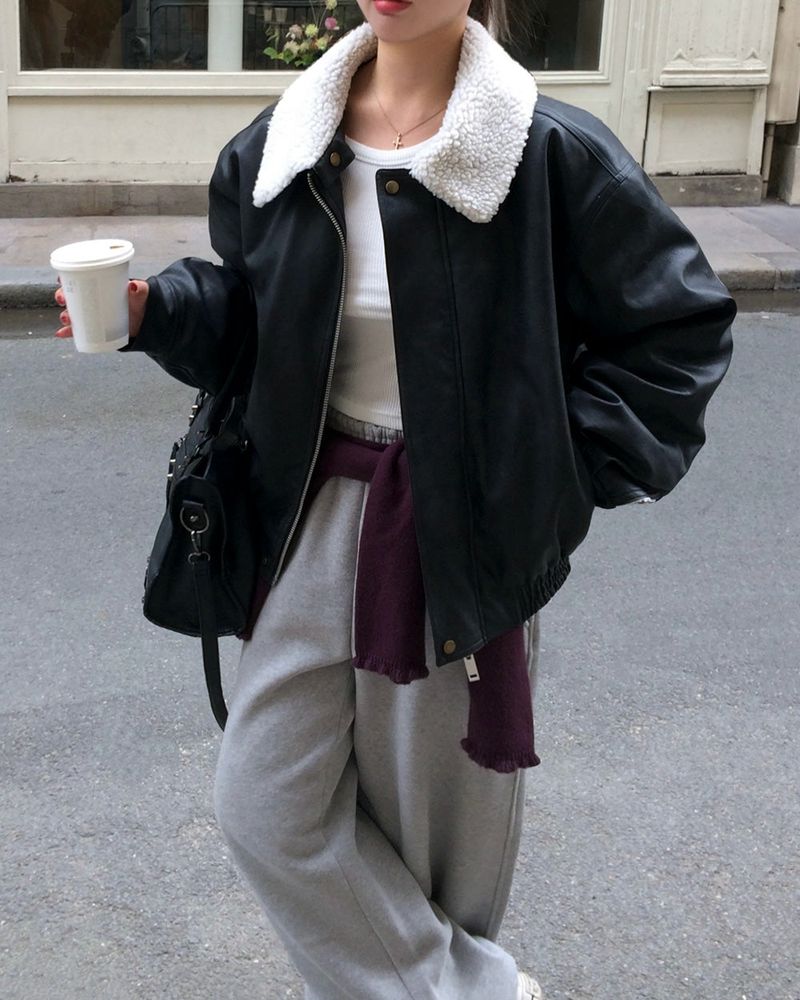 [ORIGINAL] Penta Leather Wool Shearling Jumper