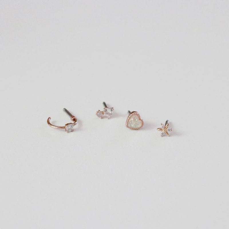 [4 set] pitch ring piercing set 