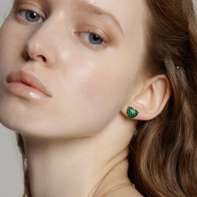 Petite Heart Earrings_Green