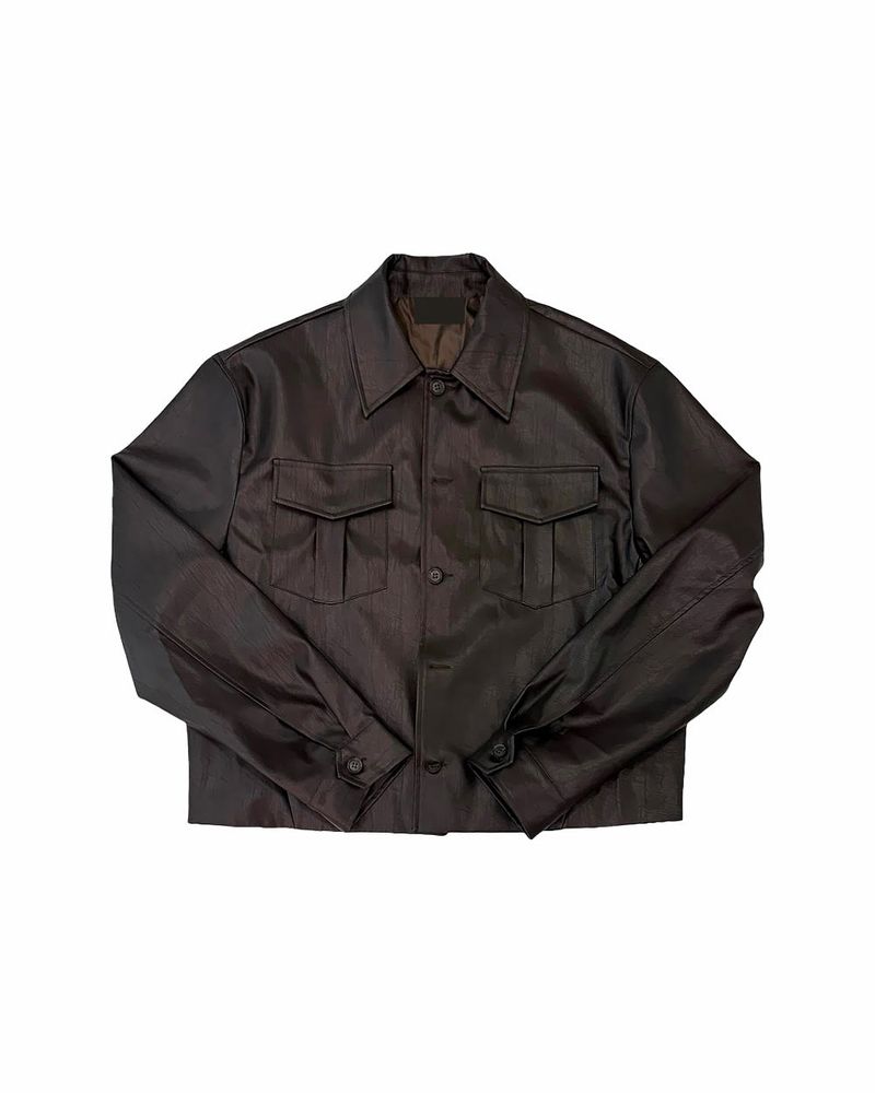 Mark Pocket Short Leather Jacket