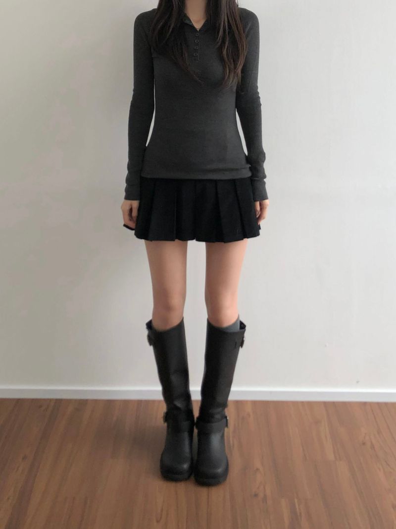 button hooded knit (2 colors)