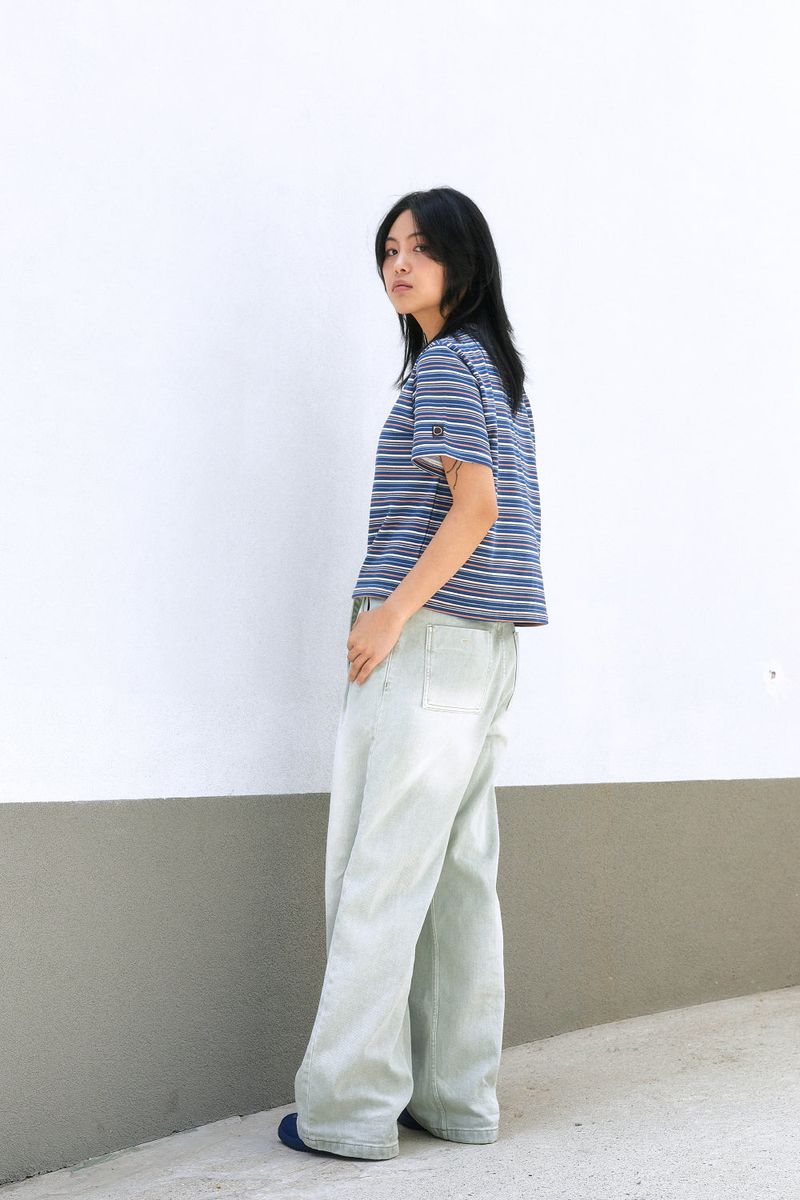 ALARM MULTI STRIPE T SHIRT BLUE_WOMAN