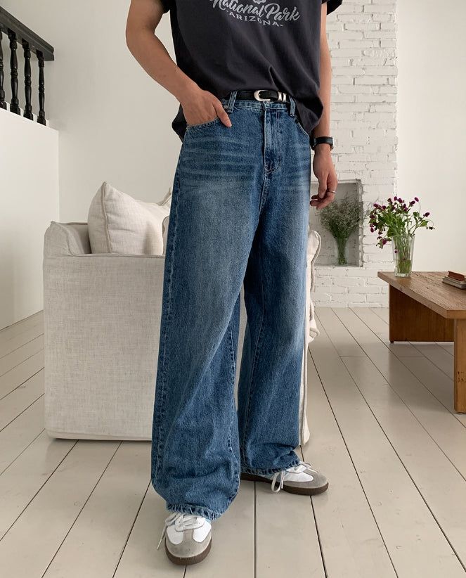 Sky Washed Wide Denim