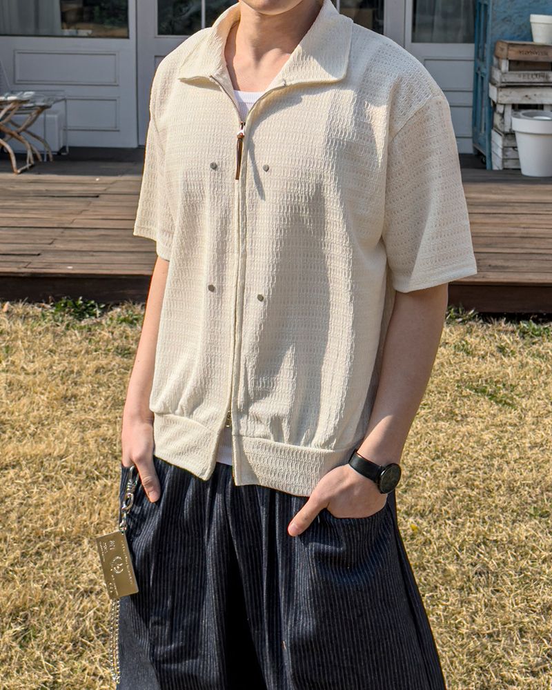 Rivet Knit Zip-Up Cardigan