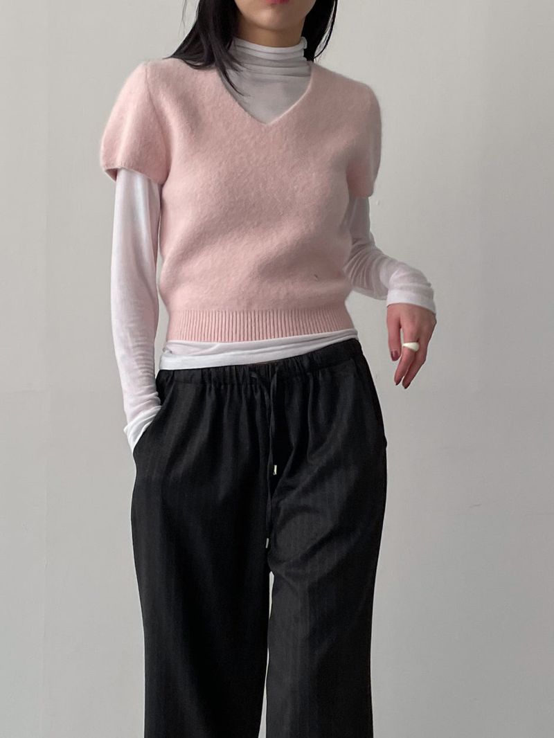 INCHANT ME(インチャントミー)の「V-neck angora short-sleeved knit(Tops)」