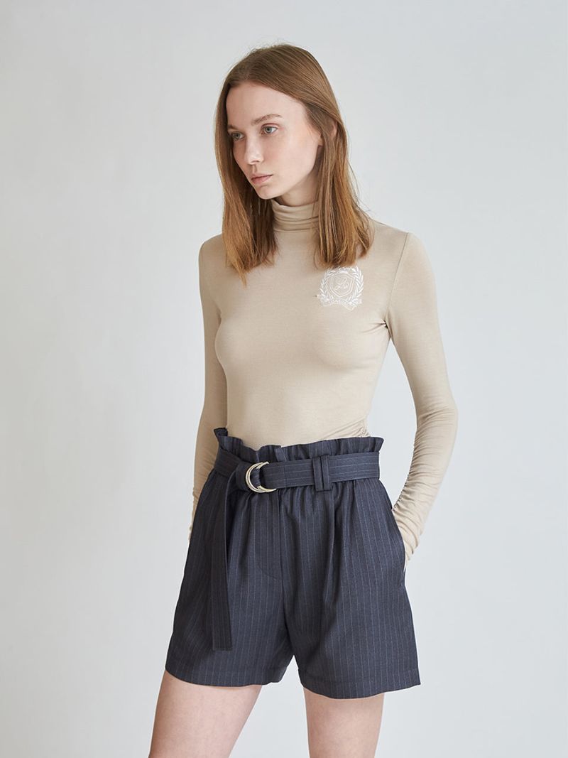HIGH WAIST BELT BANDING HALF PANTS