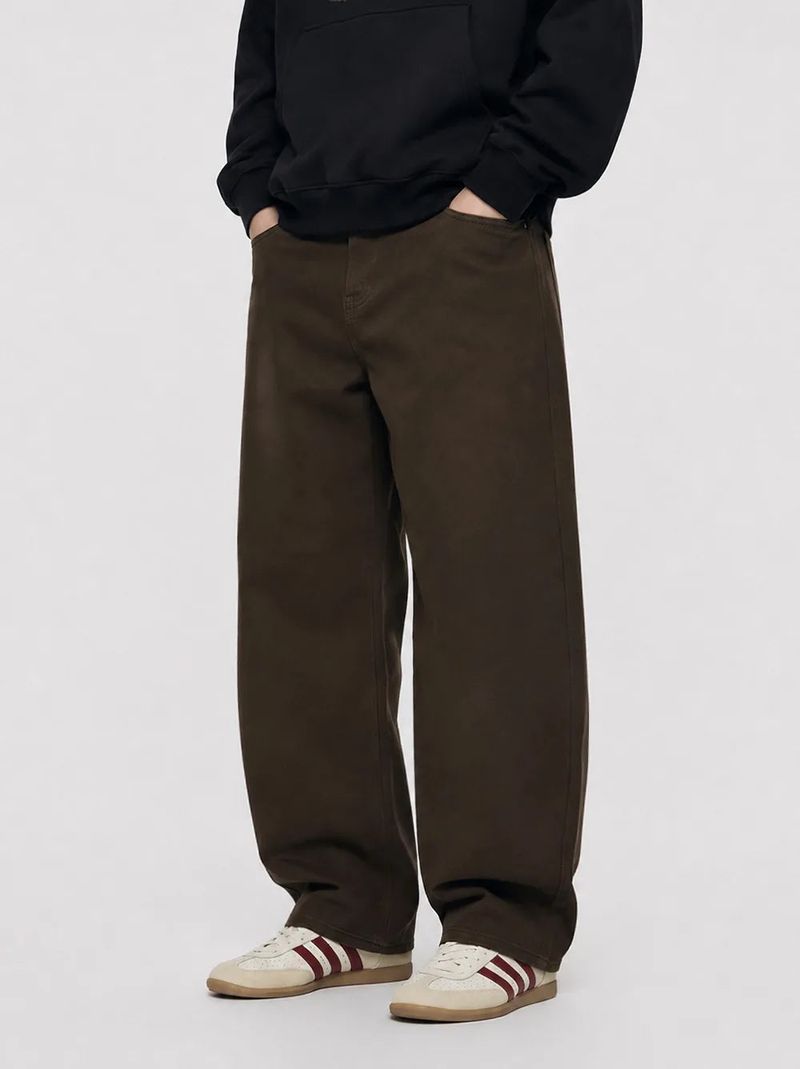 basic washing wide cotton pants (brown)