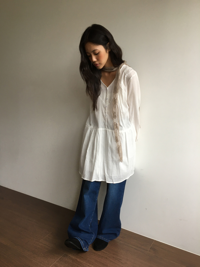 Raye V-neck Blouse Dress (2color)