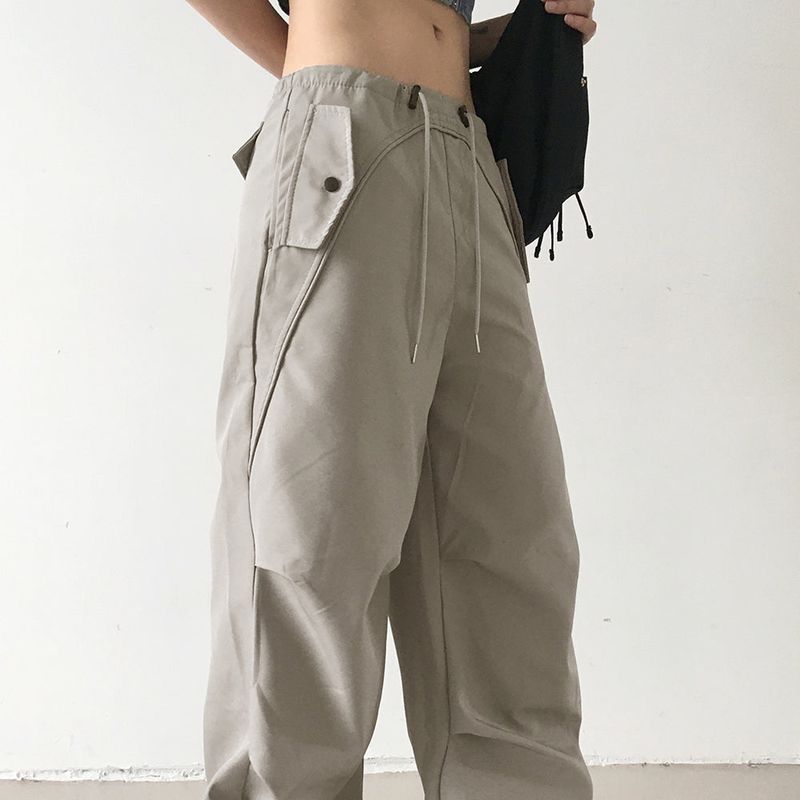 Ronber Pocket String Slit Wide Two-Way Pants
