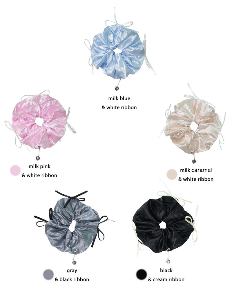 [MADE] ballerina heart ribbon scrunchie (big size)