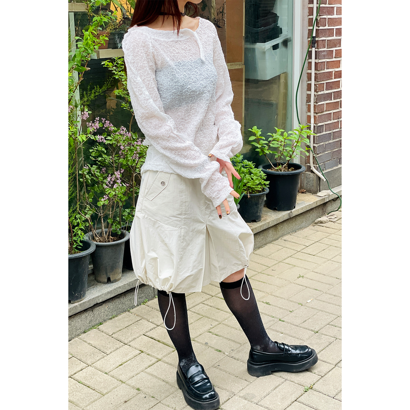 PUMPKIN STRING SKIRT : IVORY