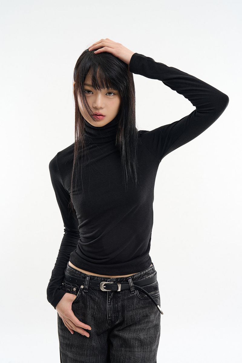 Youth basic fleece turtle-neck T-shirt