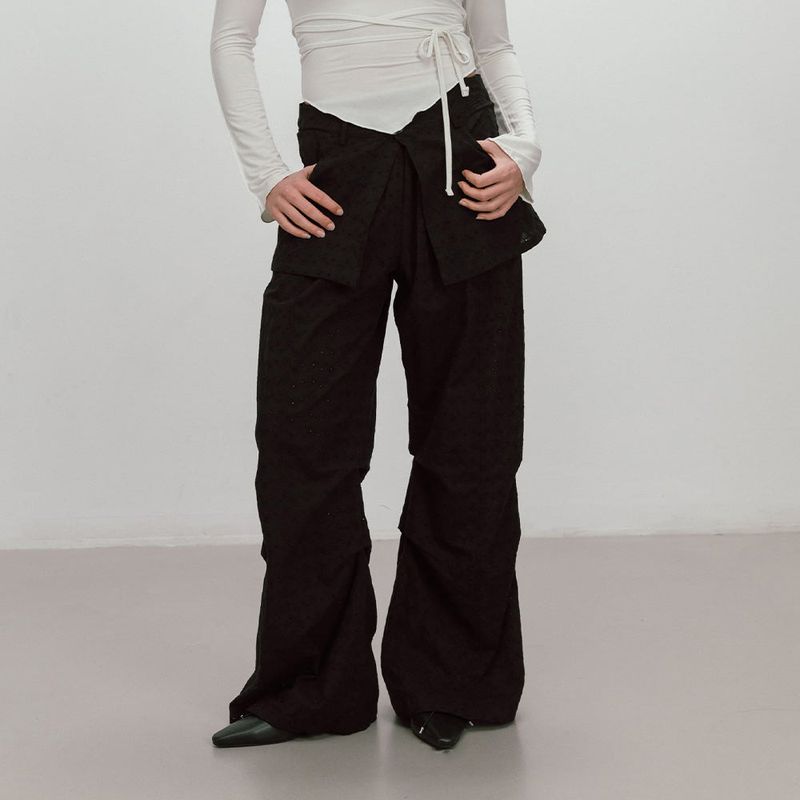 FLOWER LACE LAYERED PANTS / WHITE
