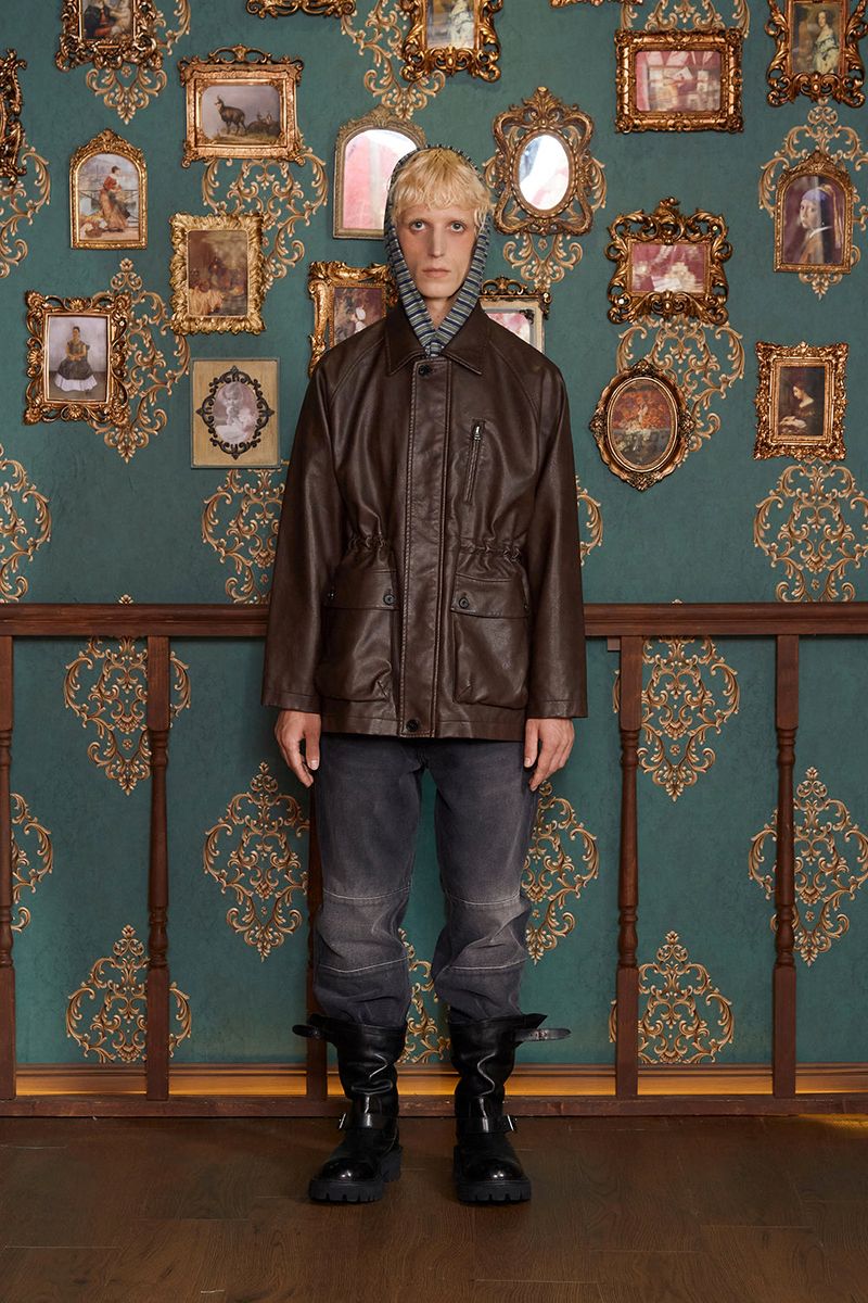 WASHED LEATHER FIELD JACKET / BROWN