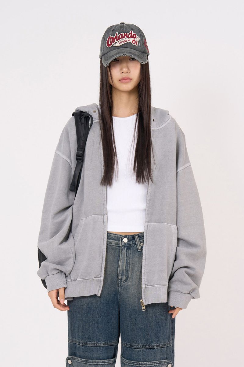 Raucohouse(ラウコハウス)の「Stay pigment washed hood zip-up(Tops)」