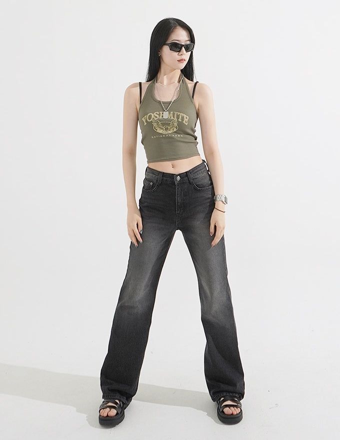 Vintage American Halter Neck Ribbed Top