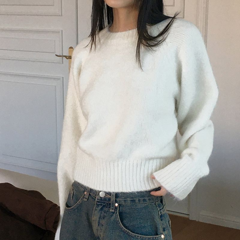 Adieu pastel gradation mix round long sleeve knit