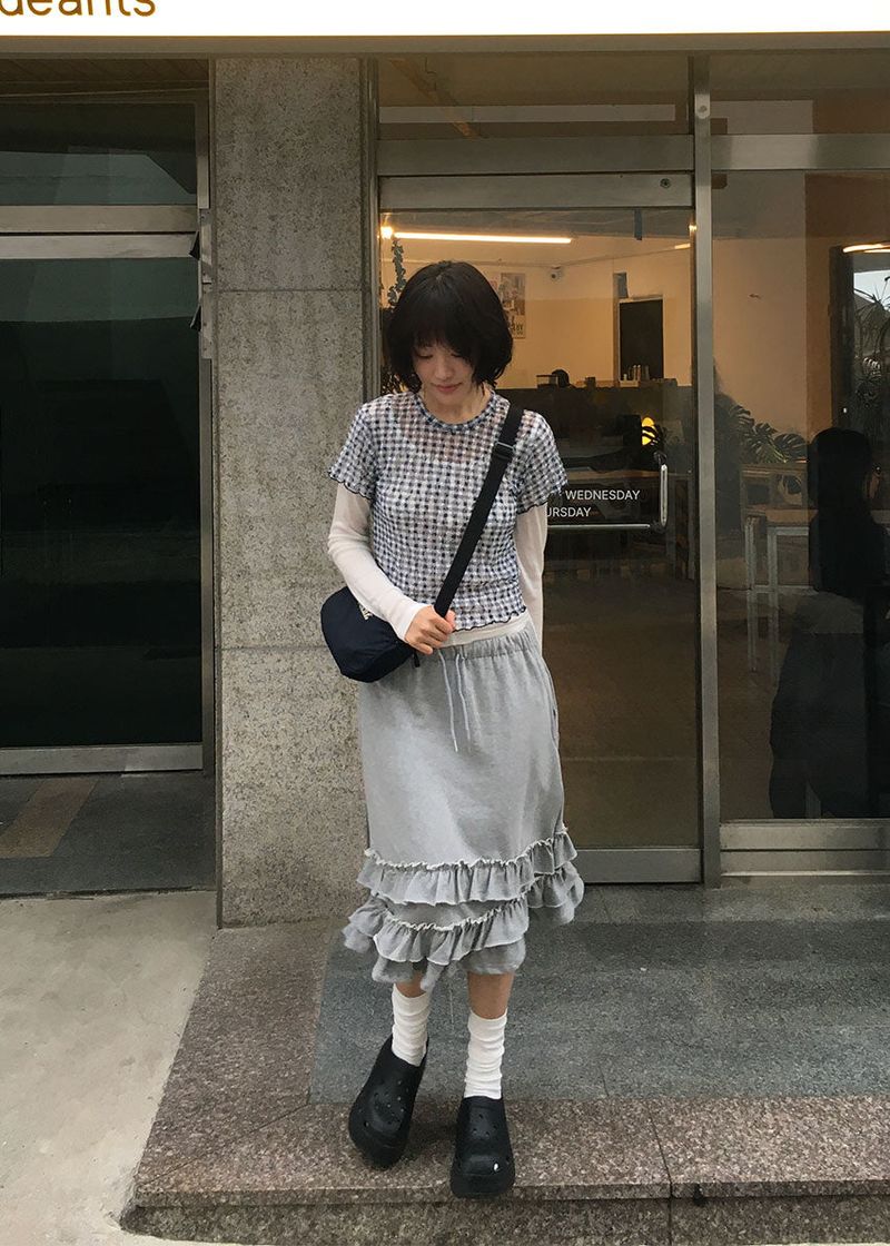 FRILL MIDI SKIRT