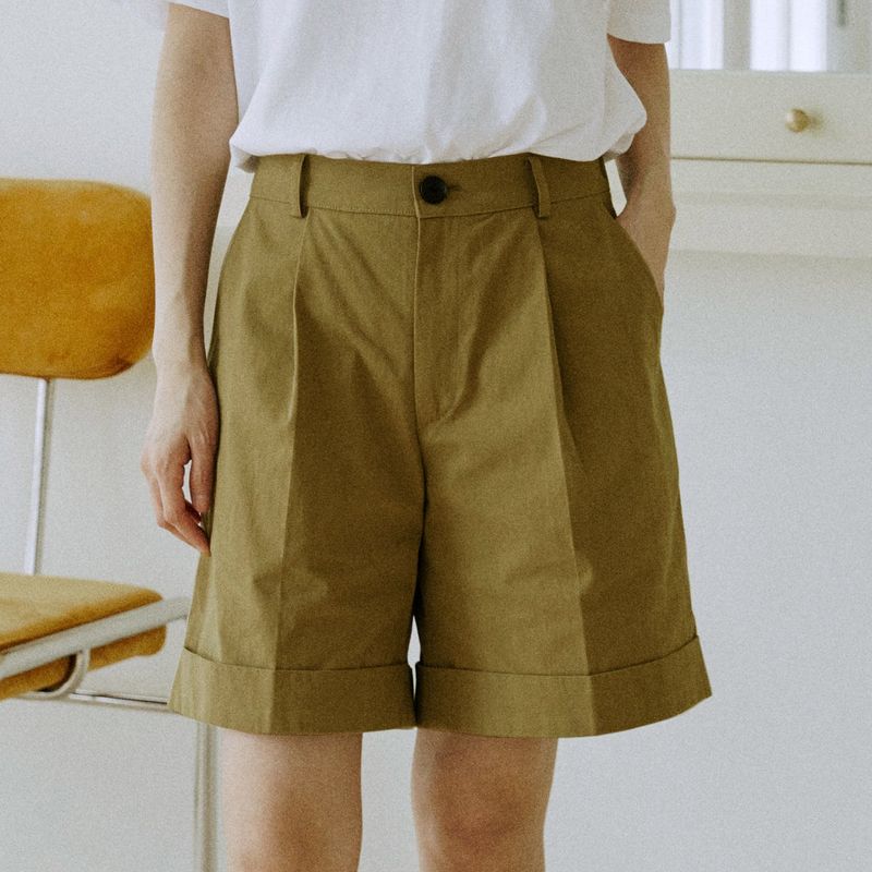 malen（マレン）の「unisex cuff half pants beige（Pants）」
