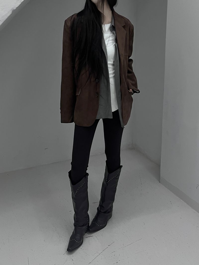 line suede blazer jacket (2color)