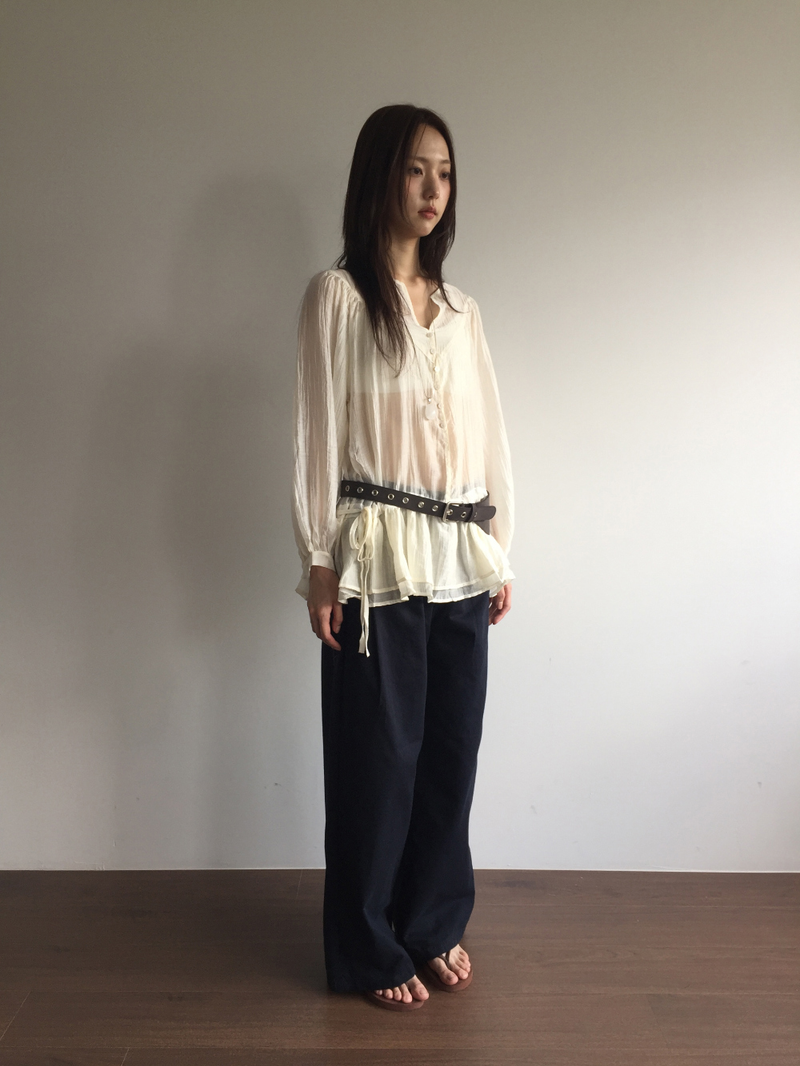 Pane see-through blouse (2color)