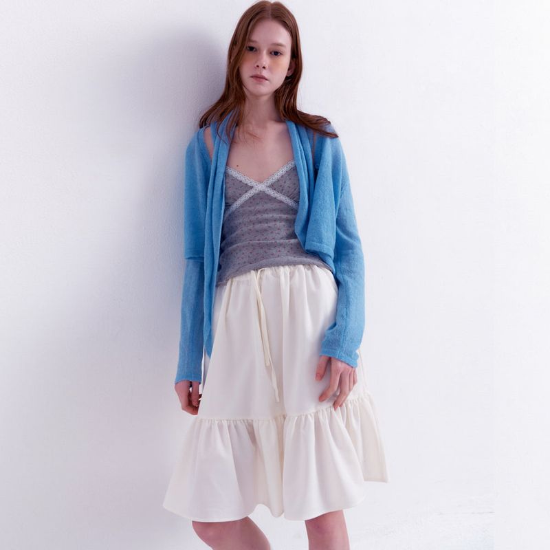 Scarf Set Cropped Knit Cardigan_Sky Blue