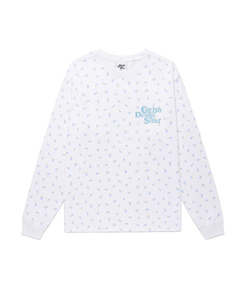 cavish（カビシ）の「FLOWER SELLER LOGO LS TEE WHITE(CV2GSUT551A)（Tops）」