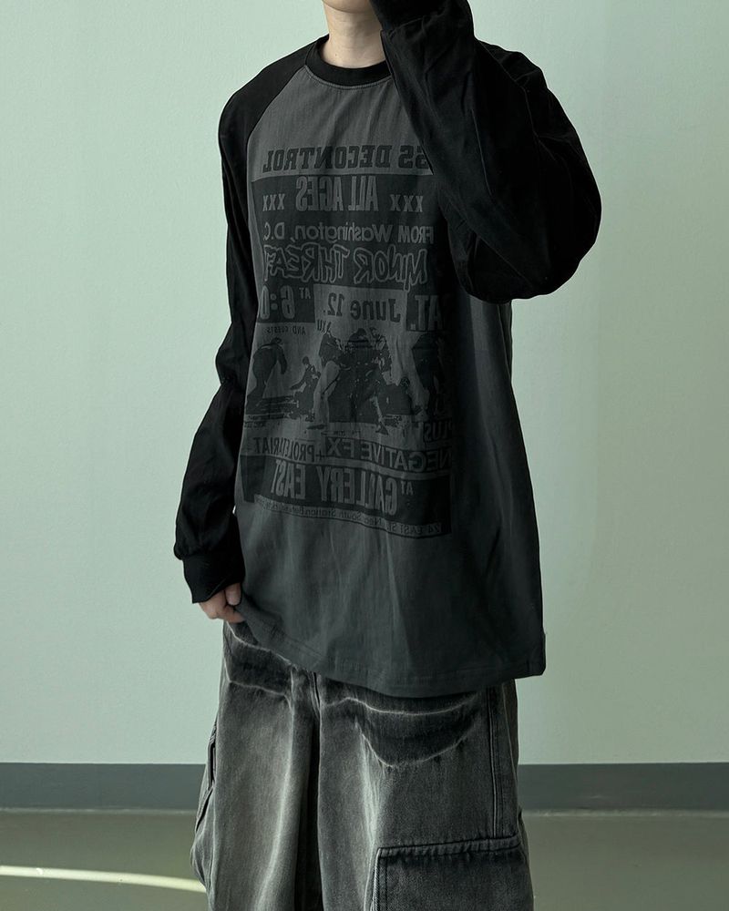 Poster Color Block Raglan Long Sleeve