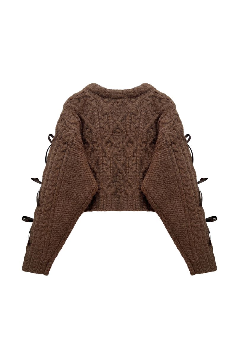 WHIMSICAL WOOL RIBBONE KNIT / BROWN