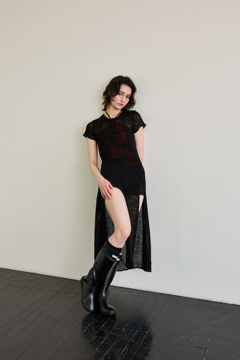 WITTY KNIT ONE-PIECE / BLACK