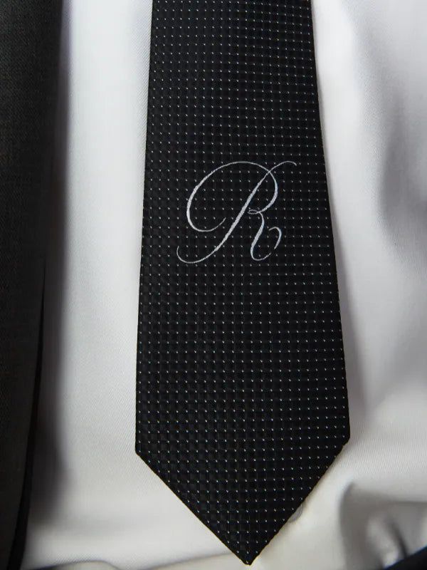 Embroidered Black Tie