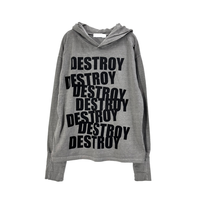 destroy hand hooded long sleeve