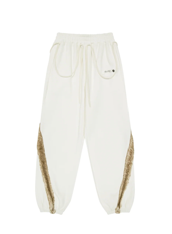 Side Fur Trim Sweatpants / Ivory