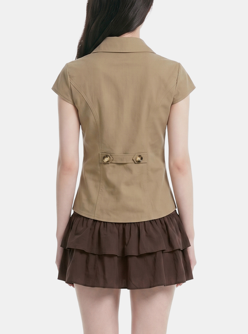 Roven Double Button Collar Blouse