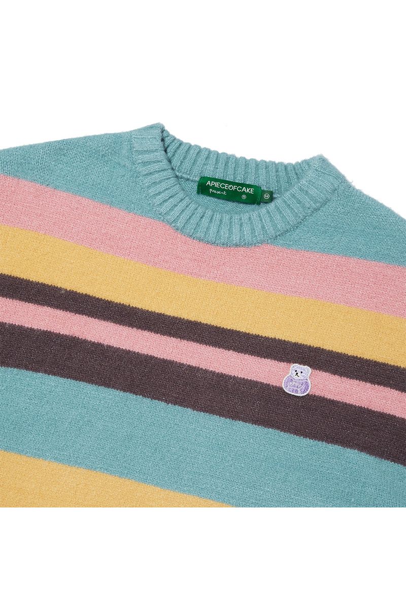Bear Patch Multi Stripe Knit_Yellow