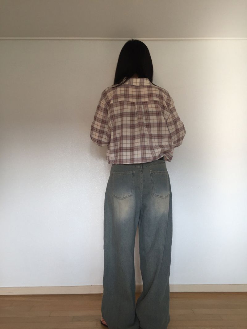 Check crop shirt (2 colors)