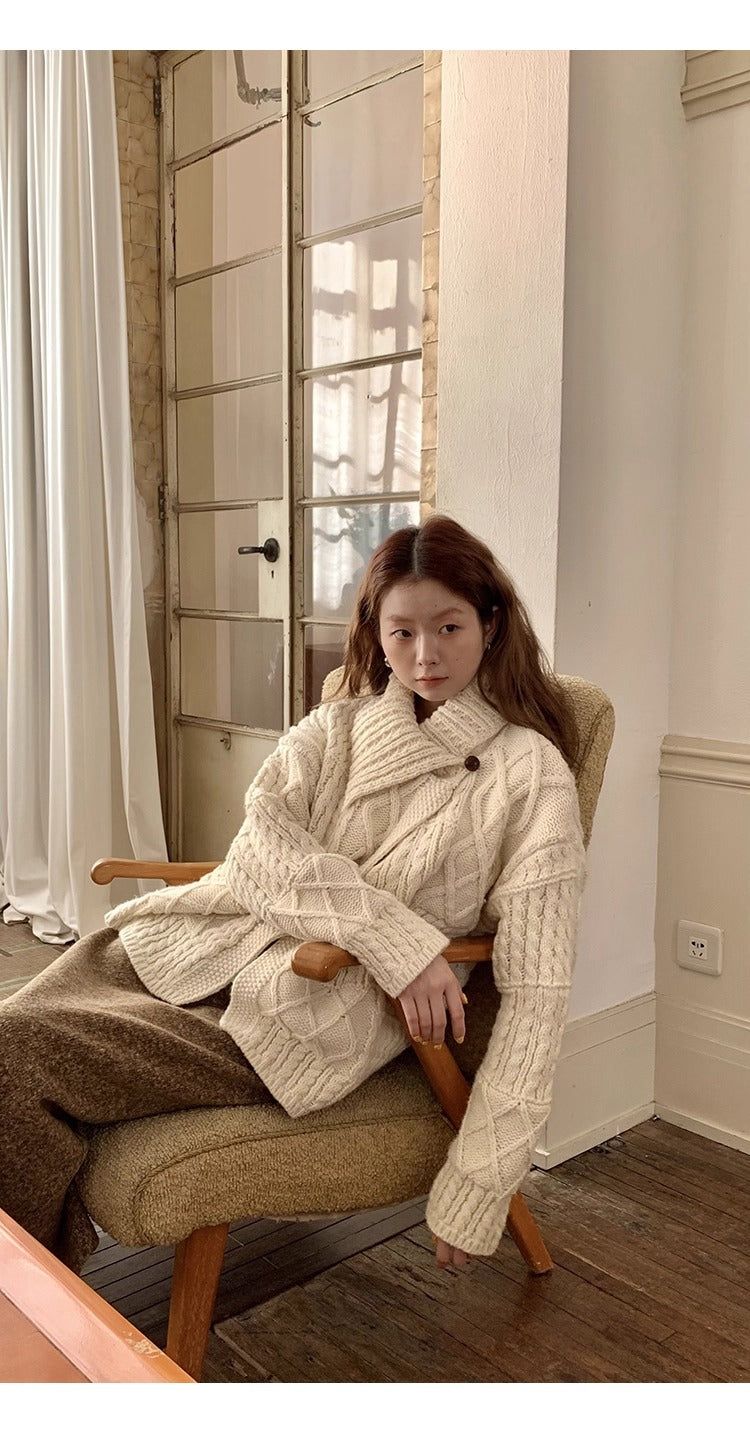 Wool Flow Warm Knit Cardigan
