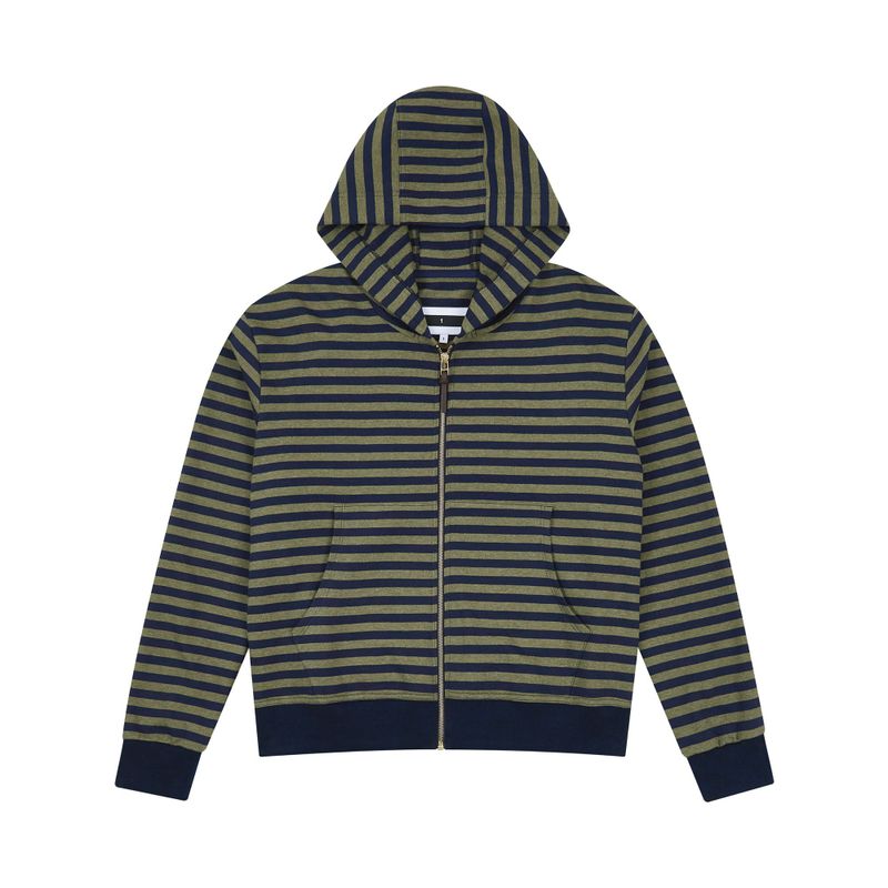 ONE WAY STRIPE HOODIE ZIPUP (GREEN/NAVY)