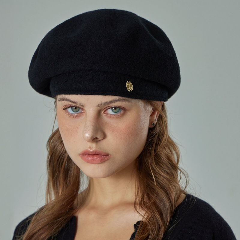 VA Oval-Metal Wool Beret  / Black