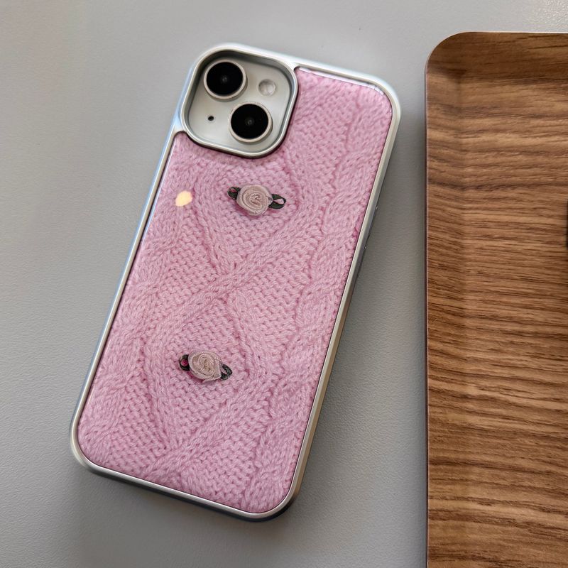 DELPHIN(デルフィン)の「RIBBON ROSE KNIT EPOXY CASE _ PINK(Smartphone Accessories)」